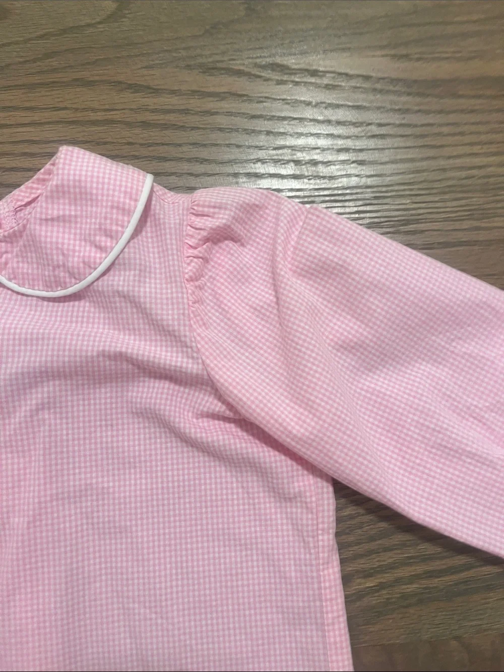 Girls pink/white gingham top size 5 EUC